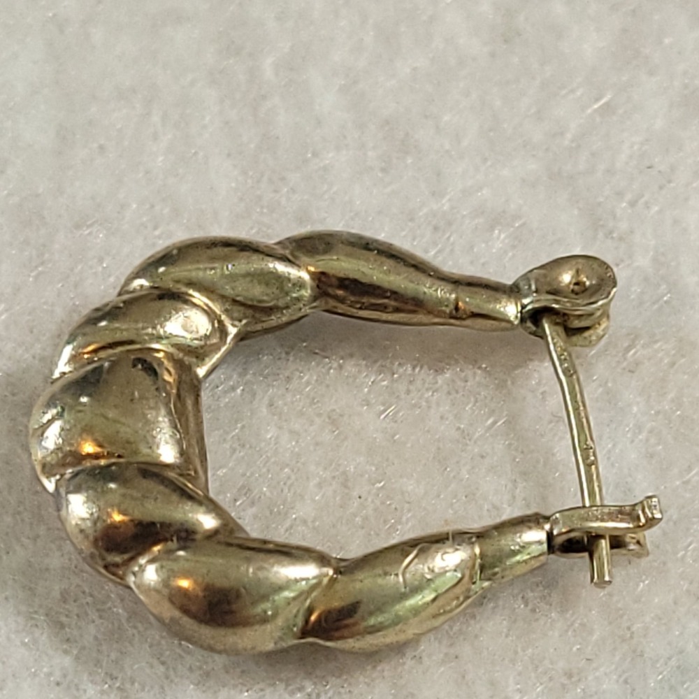 925 Sterling Silver Hoop Earrings 3.5g Sculpted Ribbed Twist Vintage Style